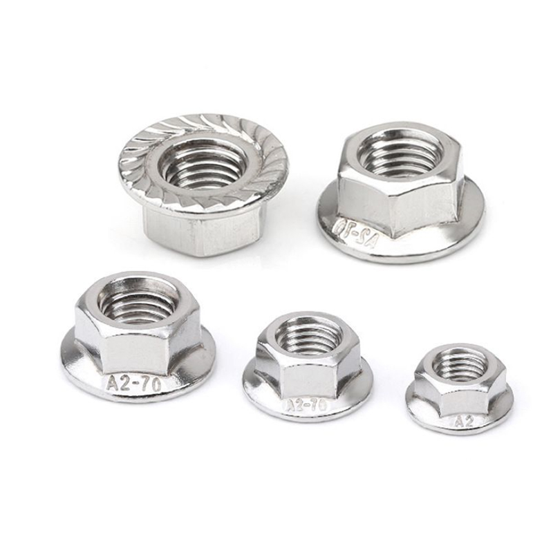 DIN6923 M4 sekskantflensmutter Anti-skli muttere DIN6923 M4 sekskantflensmutter Anti-skli muttere